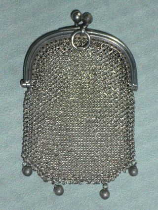 Delightful Antique Edwardian Silver Mesh or Chain Mail Chatelaine or Dance Purse 7