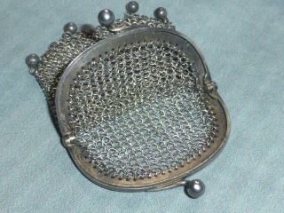 Delightful Antique Edwardian Silver Mesh or Chain Mail Chatelaine or Dance Purse 8