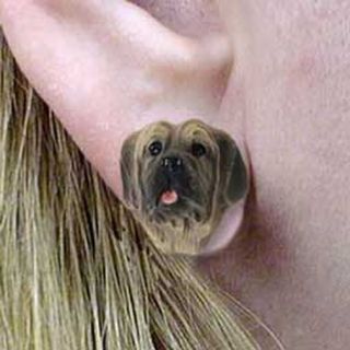 Mastiff Tiny One Dog Head Post Earrings Jewelry