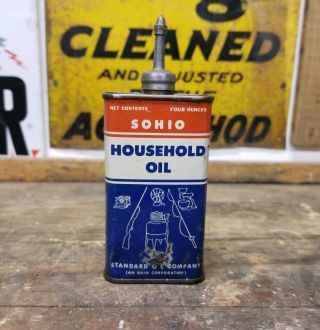 Old Sohio Lead Top Household Oil Can Handy Oiler Great Graphics 4 Oz