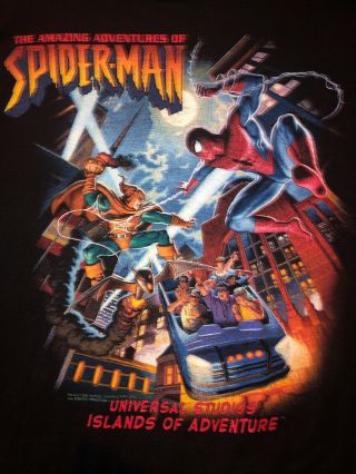 Rare Vintage 1998 Universal Studios Spiderman Marvel Island Of Adventure Shirt