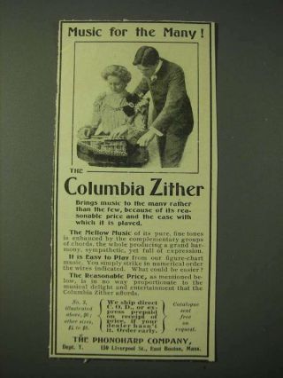 1900 Phonoharp Columbia Zither Ad - Music For The Many