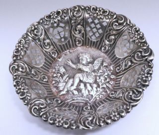 Antique Sterling Silver Bowl Putti Design Birmingham,  England Date Mark 1898