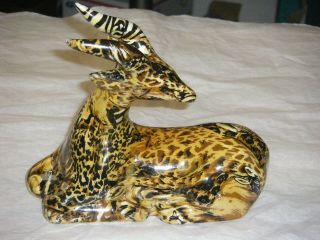 Rare La Vie Antelope Gazelle Figurine African Safari Patchwork Ceramic