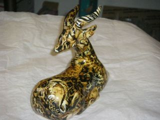 RARE La Vie Antelope Gazelle Figurine African Safari Patchwork Ceramic 3