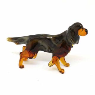 Middle Blown Glass Figurine Dog - Gordon Setter.  Handmade 116