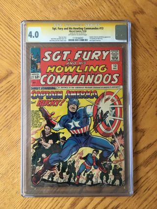 Sgt Fury 13 Signed By Stan Lee 1st Nick Fury/captain America Meeting 4.  0 Vg Cgc