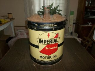 Vintage Empty Imperial 5 Gallon Oil Can Gas Station Advertising Collectible