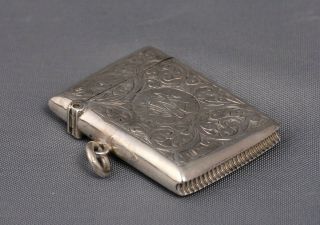 Antique Solid Sterling Silver Vesta Case,  Birmingham 1902 Constantine Floyd