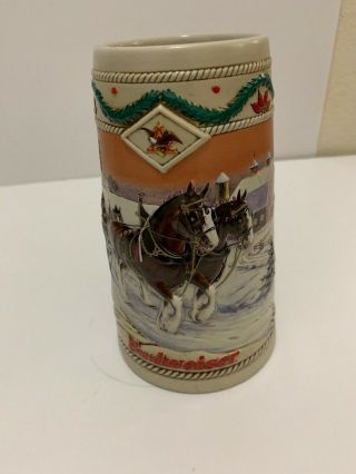 1996 Budweiser Holiday Beer Stein Mug American Homestead