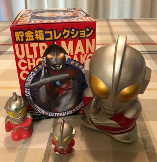 Ultraman 6 " Piggy Bank Yutaka 1995,  Ultra Seven Lighter.  W/box