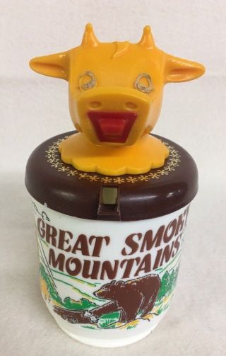 Vintage Whirley Cow Moo Cow Sippy Mug Cup Souvenir Smoky Mountains