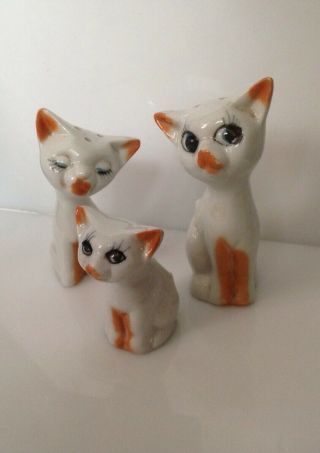 Vintage Cat Kitten Salt Pepper Shaker Set Toothpick Colorpoint Siamese Kittens