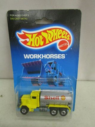 Vintage Hot Wheels Workhorses - Peterbilt Tank Truck - Shell Oil - Moc (1988)