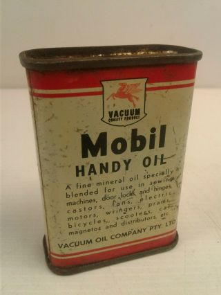 Vintage Vacuum Mobil Handy Oil Tin 4 Fluid Ozs