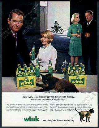 1965 That Darn Cat Movie Siamese Cat Photo Wink Soda Vintage Print Ad