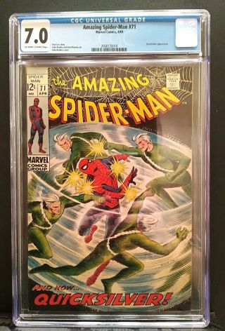 Spider - Man 71 Cgc 7.  0 Marvel 1969.  Quicksilver Appearance