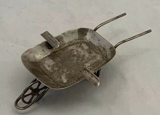 Old Mexico Sterling Silver Functioning Wheelbarrow Ashtray 7 3/4 " X 4 " 142 Grams