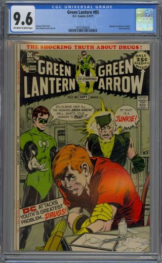 Green Lantern 85 Cgc 9.  6 Nm,  Owwp Dc Comics 1971 Adams Speedy Anti - Drug Story