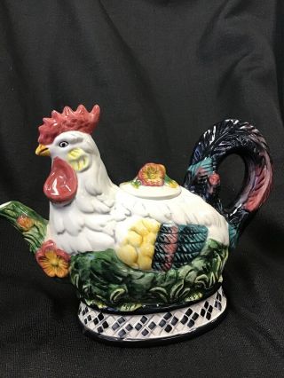Ceramic Country Rooster Teapot By Cbk Ltd 1998 10 X8