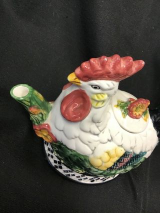 Ceramic Country Rooster teapot By CBK LTD 1998 10 X8 2