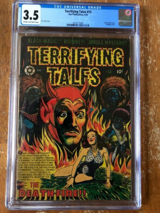 Terrifying Tales 13 Cgc 3.  5 Classic Lb Cole Devil Cover