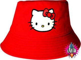Official Hello Kitty Red Childs Kids Girls Boys Sun Bucket Hat Cap With Tags