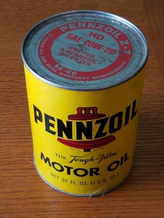 Vintage Pennzoil Motor Oil Cardboard Quart 20W - 20 FULL The Tough - Film VINTAGE 5