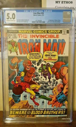 Iron Man 55 Cgc 5.  0 First Appearance Of Thanos And Drax