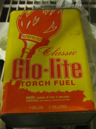 Vintage Glo - Lite Torch Fuel Empty Tin Can 1 Gallon Size,  Gas,  Classic,  Camden N.  J