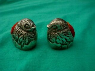 Two Novelty Solid Sterling Silver Hallmarked Easter Egg Chick Birds Pincushions