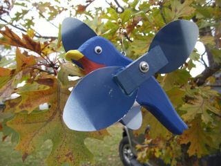Blue Bird Mini Whirligigs Whirligig Windmill Yard Art Hand Made From Wood