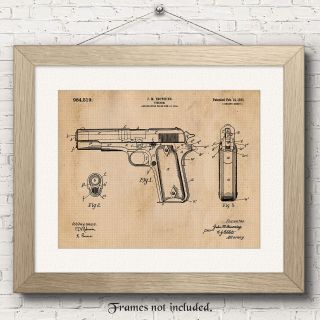 Colt Revolver Pistol Gun Patent Art Poster Prints - 11x14 Unframed -.