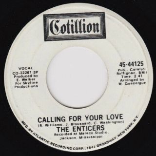Enticers Calling For Your Love Rare Northern Soul 45 Crossover Listen
