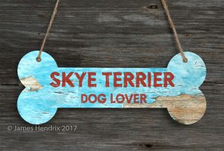Skye Terrier Aluminum Dog Bone Sign