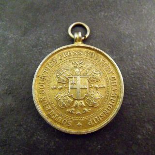 Antique Solid Silver Gilt Pocket Watch Medal Fob Southern Counties Cross Country