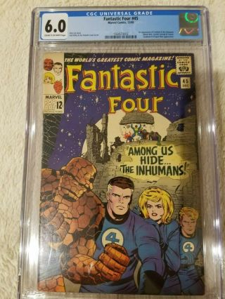 Fantastic Four 45 Cgc 6.  0 | Marvel 1965 | 1st Lock Jaw & Inhumans.  Lee & Kirby.