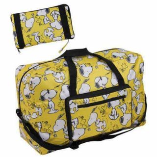 Snoopy Peanuts Yellow Travel Big Foldable Waterproof Luggage Bag Carry - On Bag