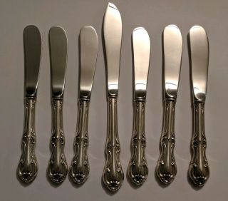 Set Of 6 International Sterling Joan Of Arc Butter Knives & Master Butter Knife