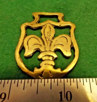 Horse Brass Metal Medallion A Fleur De Lis Design Harness Bridle Decoration Euc