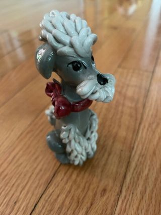 Vintage Made In Italy Ceramic Spaghetti Poodle Figurine Gray