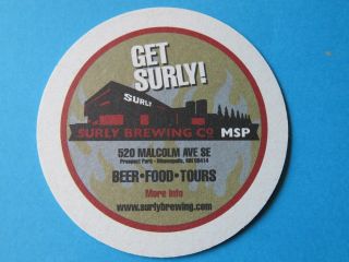 Beer Coaster Surly Brewing Co Minneapolis,  Minnesotr 1000s More In Store