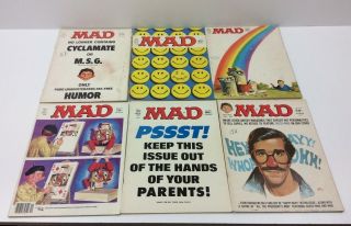 6 Vintage Mad Magazines 1970 