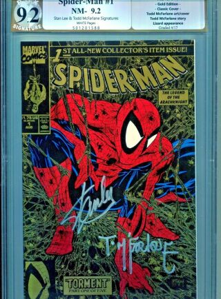 Spider - Man 1 9.  2 Nm - Gold Edition Signed By Stan Lee And Todd Mcfarlane,  Not Cgc
