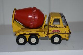Vintage TINY TONKA CEMENT MIXER Truck Yellow Red Metal 3