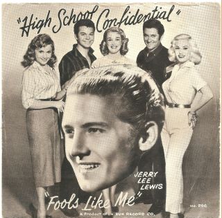 Jerry Lee Lewis - High School Confidential (sun 296) 7 " 1958 Rockabilly Vg,
