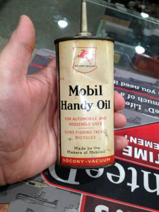 Old Vintage Socomy Vacuum Mobil Handy Oil Can 4 Oz Can Empty