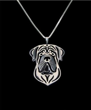 Bullmastiff Dog Pendant Necklace Silver Animal Rescue Donation