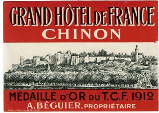 Grand Hotel De France Luggage Deco Label (chinon)
