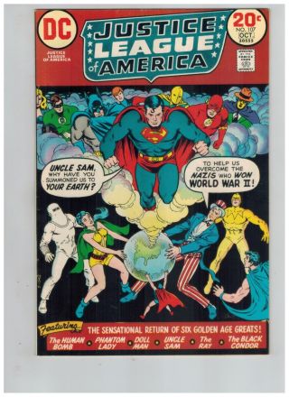 Justice League Of America 107 Jla/jsa 1st Freedom Fighters 1973 Vf